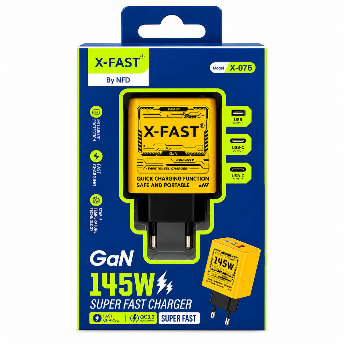 رأس شاحن X-FAST بقوة 145W