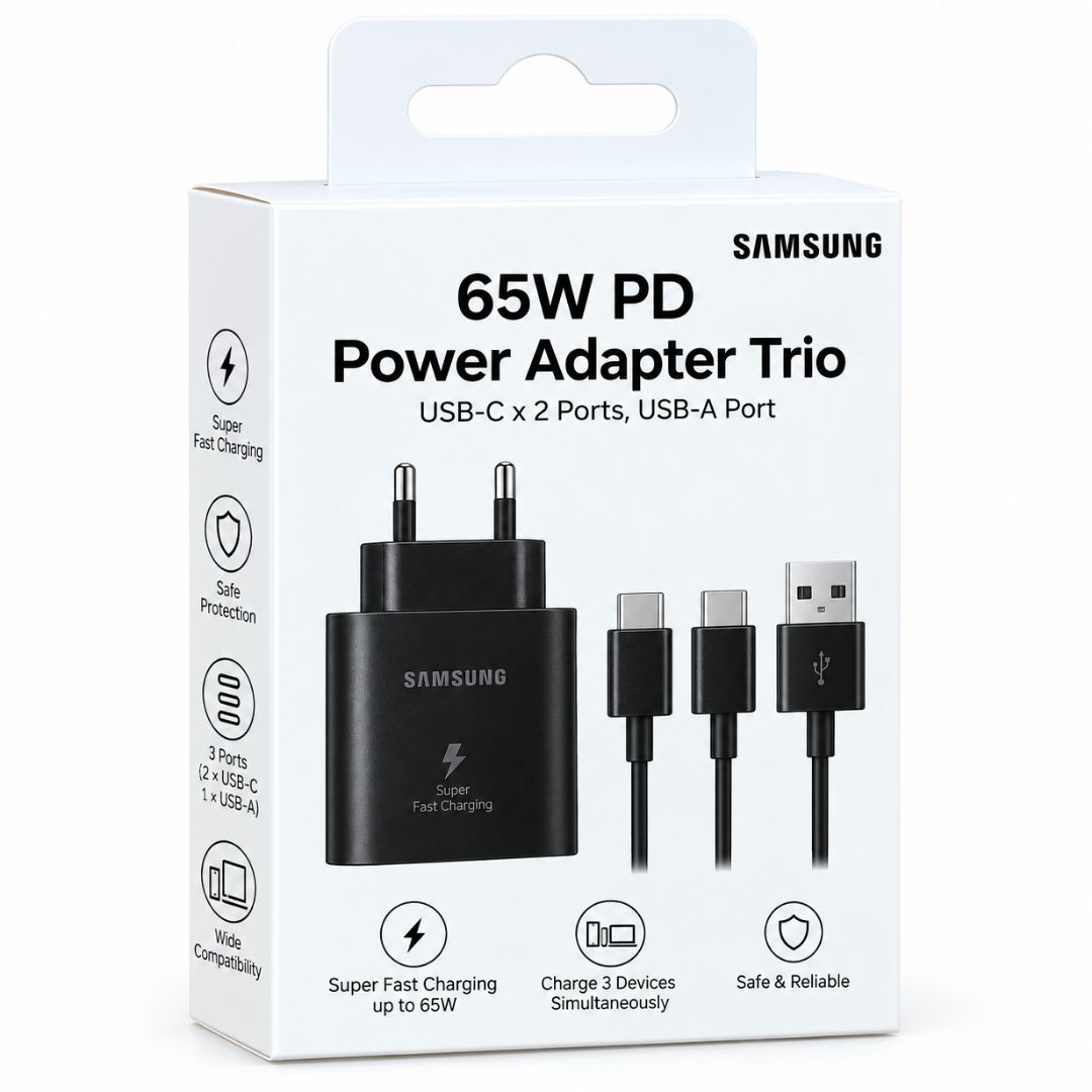 شاحن سامسونج 65w  فيه مخرجين bd ومخرج usb