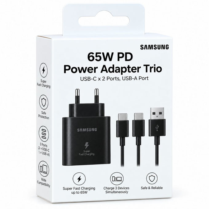 شاحن سامسونج 65w  فيه مخرجين bd ومخرج usb