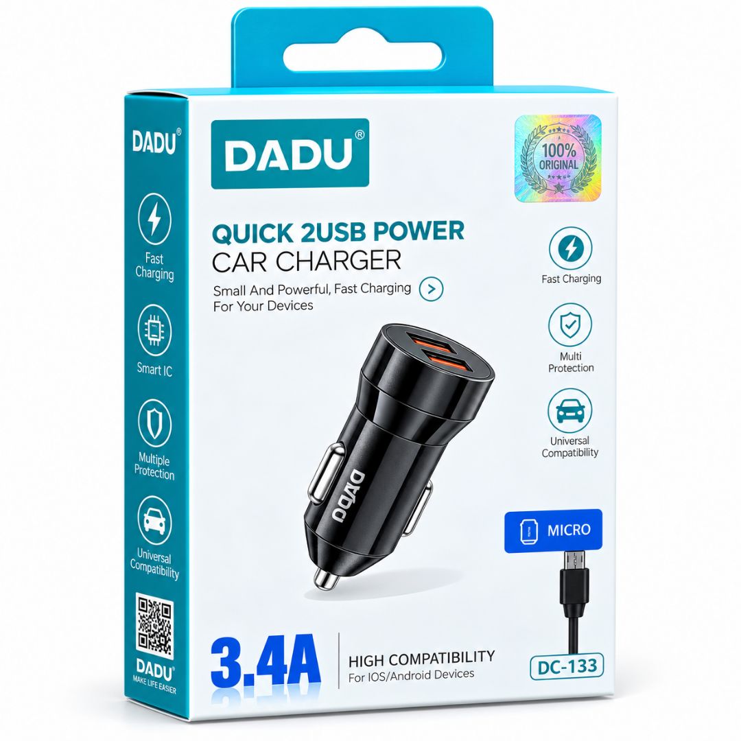 شاحن سياره دادو اصلي 2 مخرج usb-تايب سى