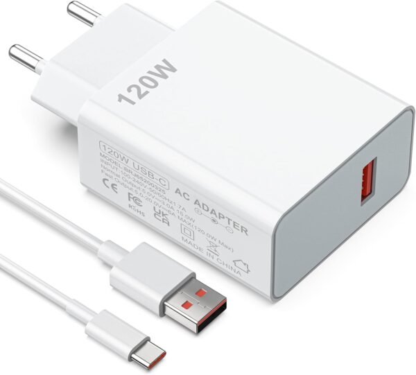 شاحن توربيني USB C بقدرة 120 واط لشاومي مي 14 14 الترا 13 برو 12 12T 11، ريدمي K60 الترا نوت 13 12 برو + 5G 11، بلاك شارك 5 4، بوكو F6 F5 F4 GT X6 X5، شاحن سريع مزود الطاقة