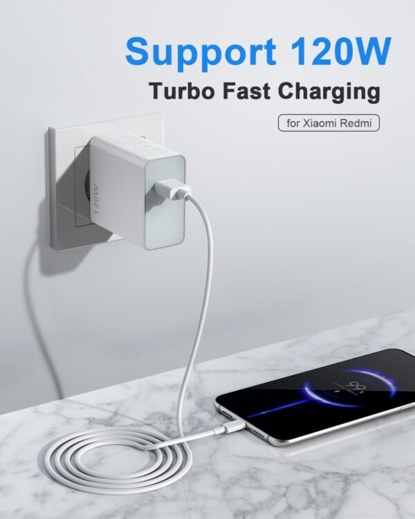 شاحن توربيني USB C بقدرة 120 واط لشاومي مي 14 14 الترا 13 برو 12 12T 11، ريدمي K60 الترا نوت 13 12 برو + 5G 11، بلاك شارك 5 4، بوكو F6 F5 F4 GT X6 X5، شاحن سريع مزود الطاقة - Image 4